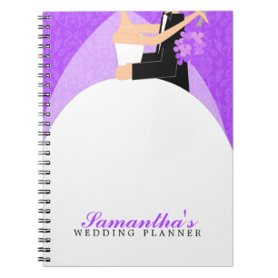 Bride and Groom Custom Wedding Planner {purple} Spiral Notebook