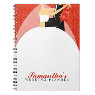 Bride and Groom Custom Wedding Planner {red} Spiral Notebook