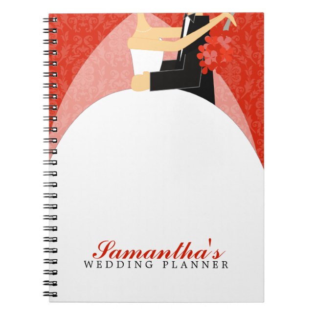 Bride and Groom Custom Wedding Planner {red} Spiral Notebook (Front)