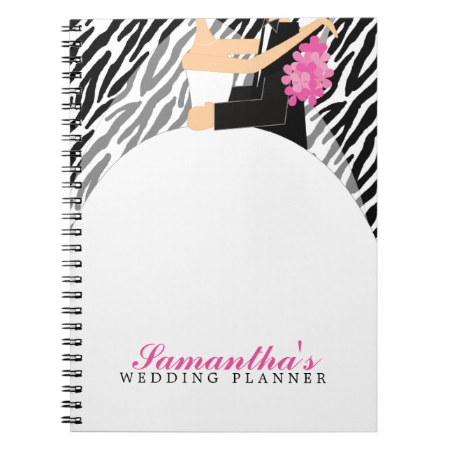 Bride and Groom Custom Wedding Planner {zebra} Spiral Notebook (Front)