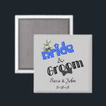 Bride And Groom Cute Wedding Favour  Magnet<br><div class="desc">Bride And Groom in big bold letters save the date wedding favour refrigerator magnet. Replace your information in the template. Make more changes to text and font size, style, and colour by clicking on Customise. This design is available on many products in my gallery. Please visit Smilin' Eyes Treasures to...</div>