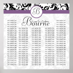 Bride and Groom Damask Seating Chart for Reception