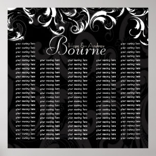 Bride and Groom Damask Seating Chart for Reception