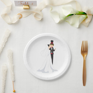 Bride And Groom Dancing Paper Plate