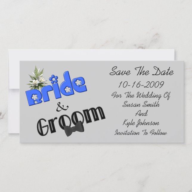 Bride And Groom Design Wedding Save The Date (Front)