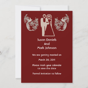 Bride And Groom Doves Brown Wedding Save The Date Invitation
