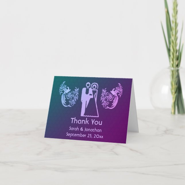 Bride And Groom Doves Personalised Wedding  Thank You Card (Front)