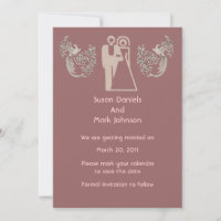 Bride And Groom Doves Pink Wedding Save The Date
