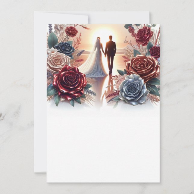 Bride and Groom Elegant Blank Floral Wedding  Invitation (Front)