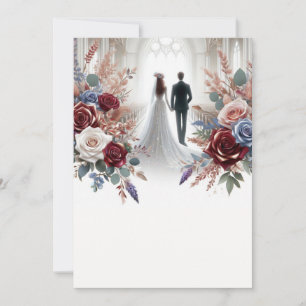 Bride and Groom Elegant Blank Floral Wedding Invitation