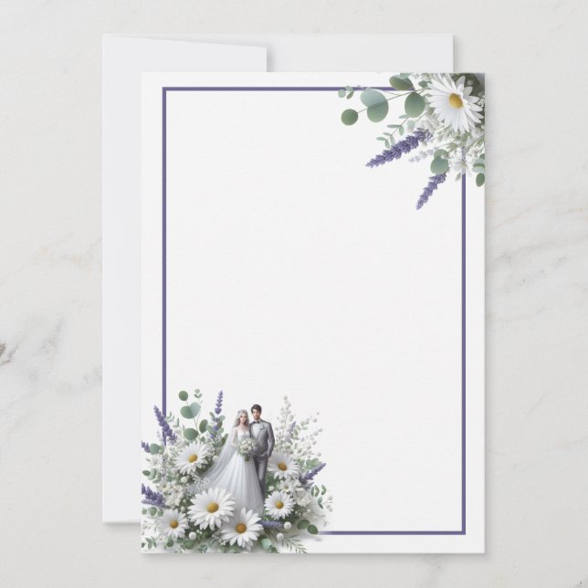 Bride and Groom Elegant Blank Floral Wedding  Invitation (Front)