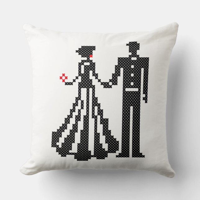 BRIDE AND GROOM ELEGANT CROSS-STITCH DESIGN CUSHION (Front)