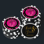 Bride and Groom Elegant Pink Hearts Poker Chips<br><div class="desc">Poker Chips. Featuring beautiful pink and black florid design with gold and pink dual hearts and the word love and on the backside you can personalised with the couples names and date. Makes a memorable party favour for your guest. ⭐This Product is 100% Customisable. Graphics and text can be deleted,...</div>