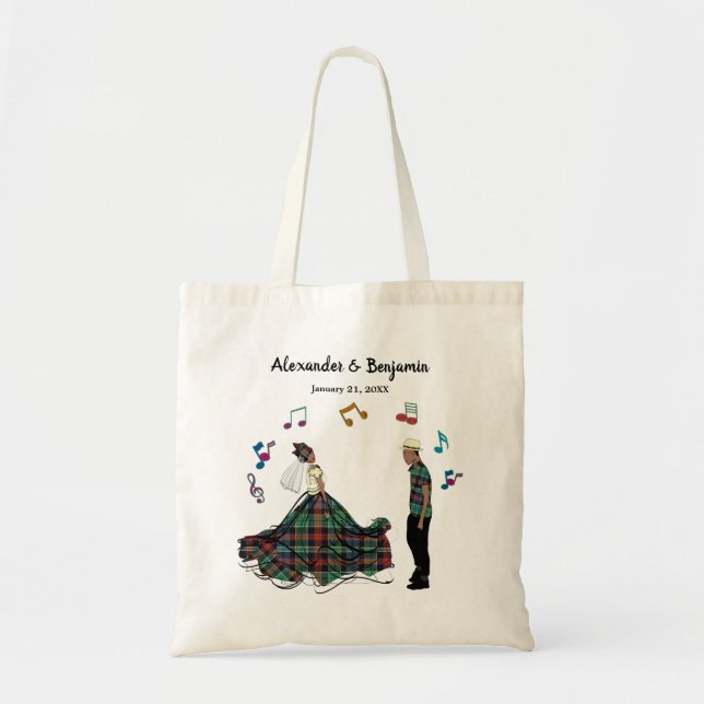 Bride And Groom Elegant Wedding Dance Personalise Tote Bag (Front)