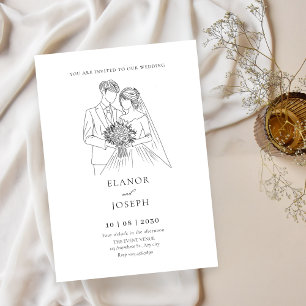 Bride and groom elegant wedding  invitation