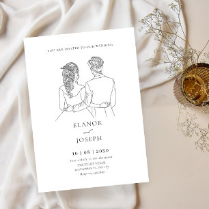 Bride and groom elegant wedding invitation