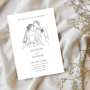 Bride and groom elegant wedding  invitation