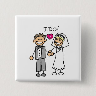 Bride and Groom Exchange vows 15 Cm Square Badge