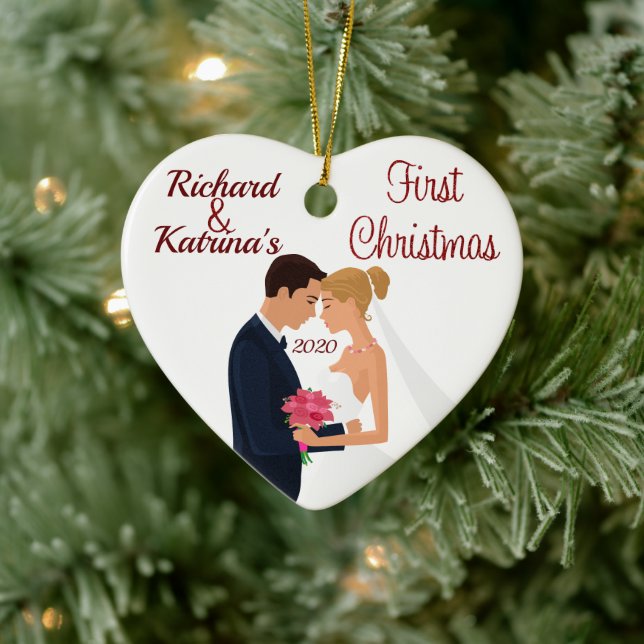 Bride and Groom First Christmas Ceramic Tree Decoration (Tree)