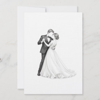 Bride and Groom First Dance Colouring Page Art Thank You Card
