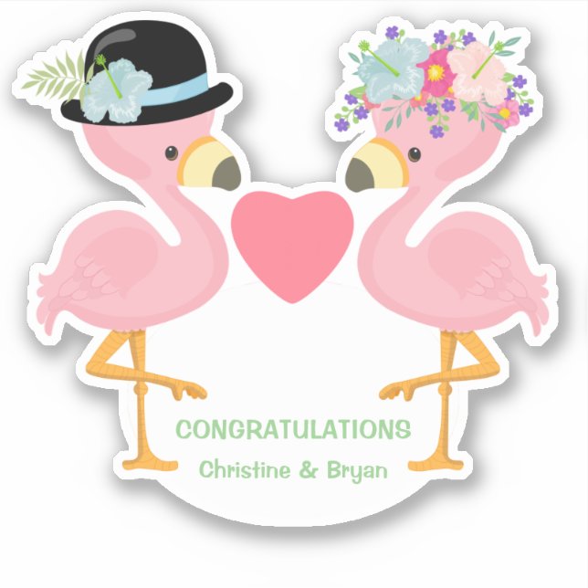 Bride and Groom Flamingo Couple Contour (Front)