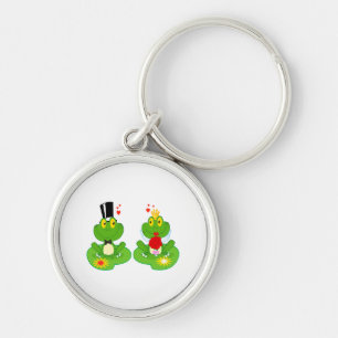 bride and groom froggy frogs key ring