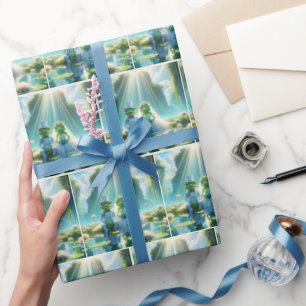 Bride and Groom Frogs On Lily Pad Wrapping Paper
