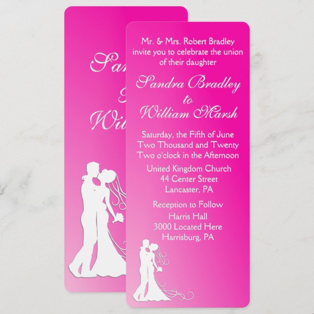 Bride and Groom Fuchsia Invitation (Front/Back)
