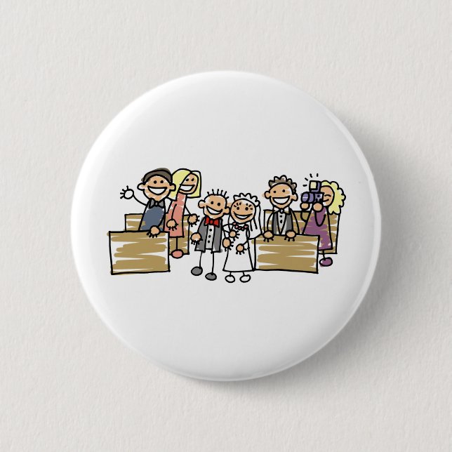 Bride And Groom Get Married 6 Cm Round Badge (Front)