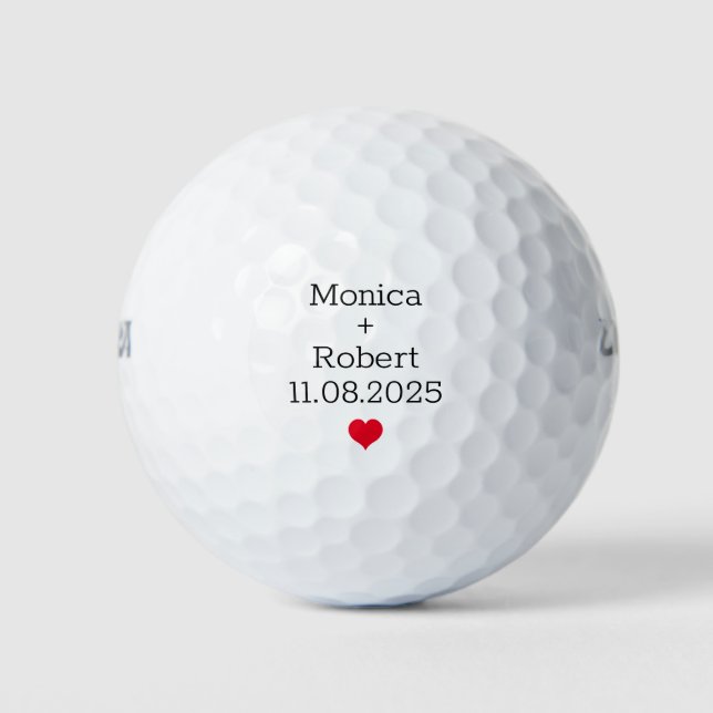 Bride and Groom Golfer Name Weddings Script Golf Balls (Front)