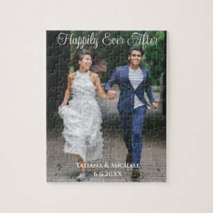 Bride and groom, Happily ever after, custom Jigsaw Puzzle