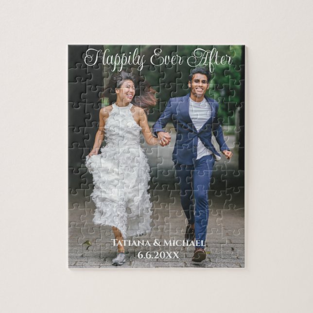 Bride and groom, Happily ever after, custom Jigsaw Puzzle (Vertical)