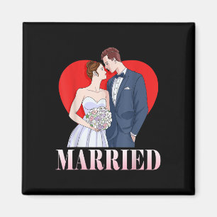 Bride And Groom Happy Wedding Married Couple  Magnet