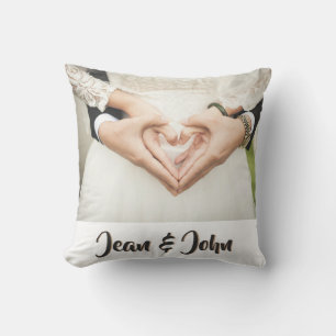 Bride And Groom Heart Hands Personalised Cushion
