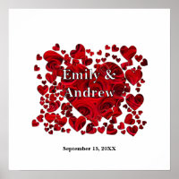 Bride and Groom Heart Roses Print