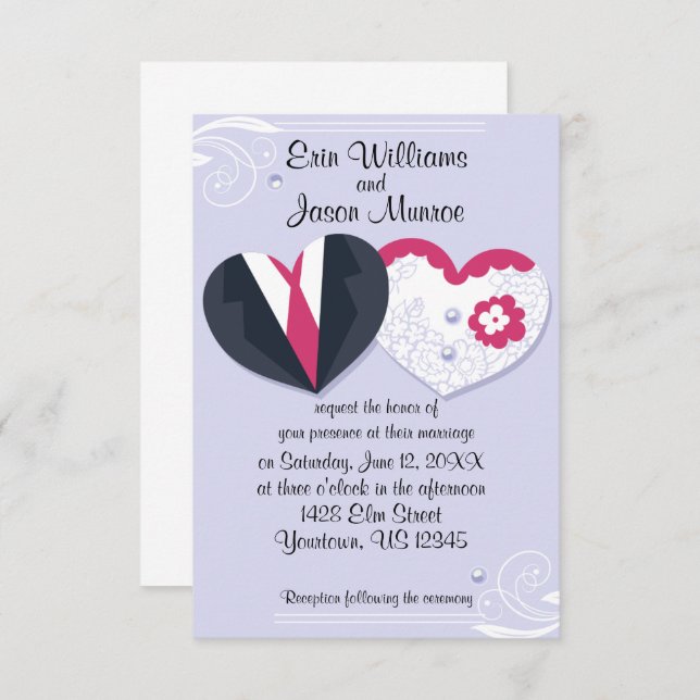 Bride and Groom Hearts Invitation (Front/Back)