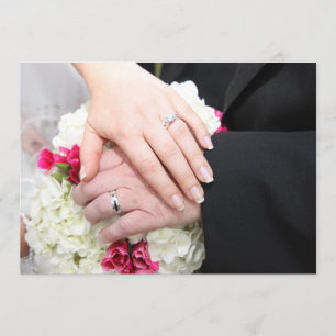 BRIDE AND GROOM HOLD HANDS INVITATION