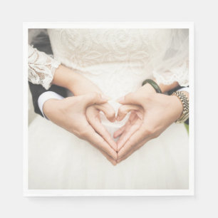 Bride and Groom Holding Hands Napkin