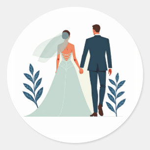 Bride and Groom Holding Hands Sticker