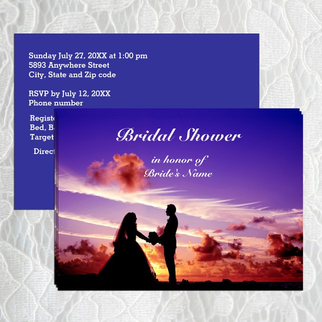 Bride and Groom in Sunset Bridal Shower Invitation (Bride and Groom in Sunset Bridal Shower Invitation)