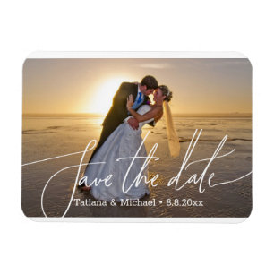 Bride and groom in the beach,save the date, custom magnet