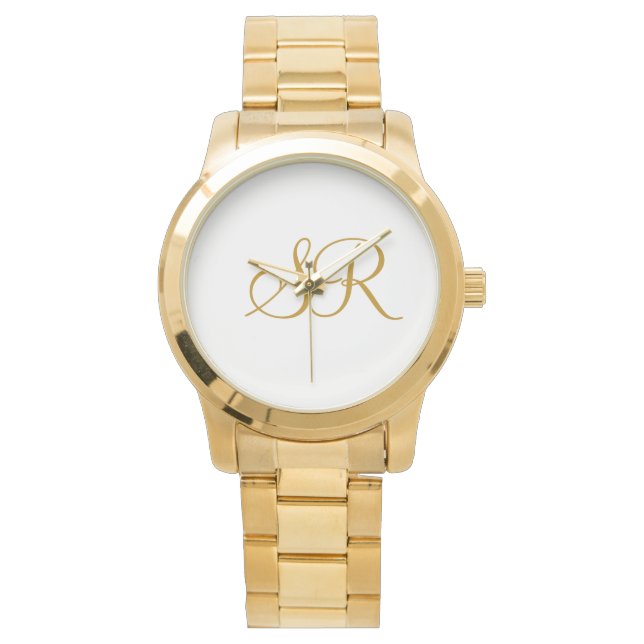 Bride and Groom Initial Monogram Wedding Keepsake Watch (Front)