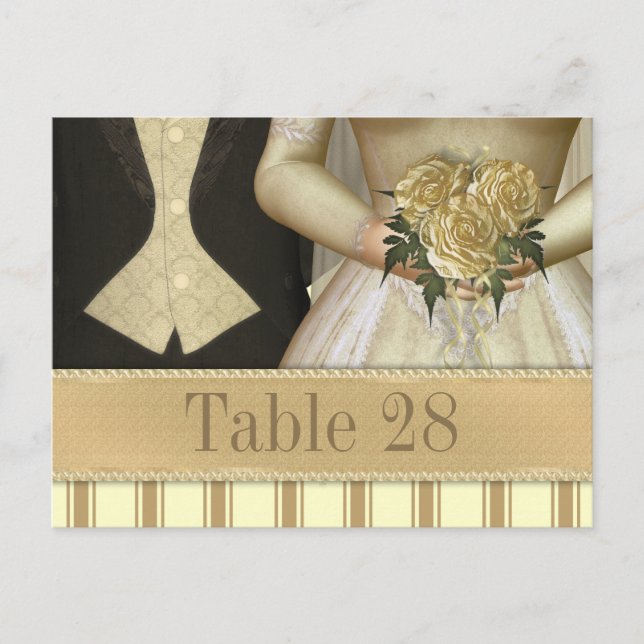 Bride and Groom (ivory) Wedding Table Number Postcard (Front)