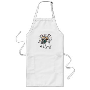 Bride and Groom Jump for Joy Long Apron