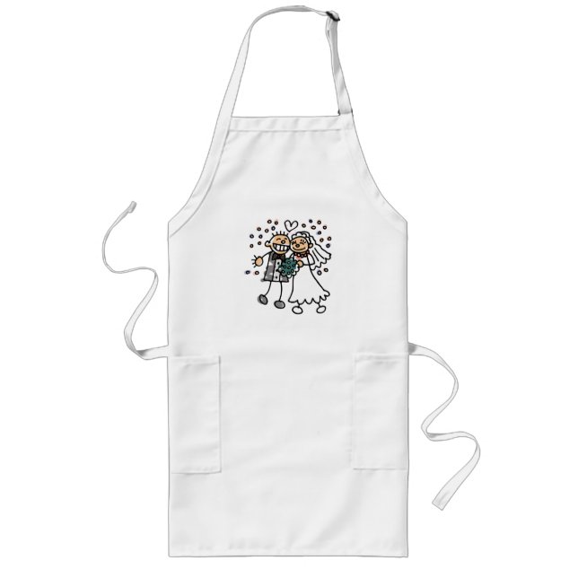 Bride and Groom Jump for Joy Long Apron (Front)