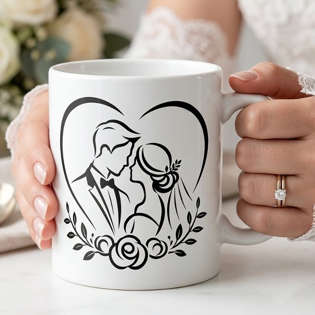bride and groom, just married, romantic wedding, h coffee mug (Creator Uploaded)