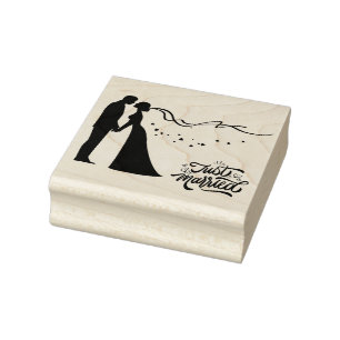 Bride and Groom Just Married Rubber Stamp