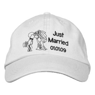 Bride and Groom Kiss - Just Married Embroidered Hat