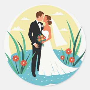 Bride and Groom Kiss Sticker