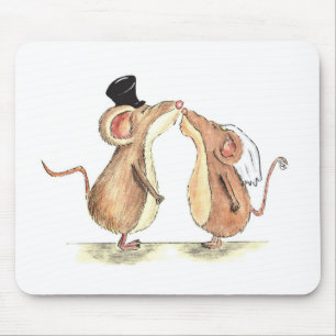 Bride and Groom - Kissing Mice - Gift for Wedding Mouse Pad